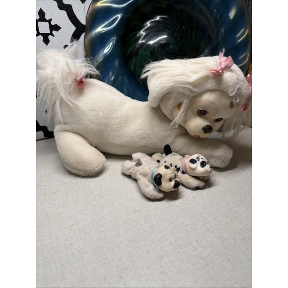 Hasbro Other - Rare Vintage 1991 Hasbro Puppy Surprise White Plush Mom Dog & 2 Puppies Toy Set